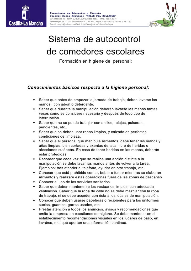 Higiene Personal Comedor Escolar Higiene Personal Comedor Escolar