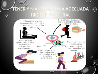 TENER Y MANTENER UNA ADECUADA
HIGIENE POSTURAL
 