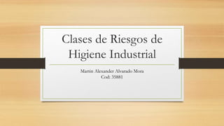Clases de Riesgos de
Higiene Industrial
Martin Alexander Alvarado Mora
Cod: 35881
 