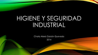 HIGIENE Y SEGURIDAD 
INDUSTRIAL 
Charly Alexis Garzón Quevedo 
2014 
 
