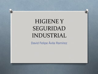 HIGIENE Y 
SEGURIDAD 
INDUSTRIAL 
David Felipe Ávila Ramírez 
 