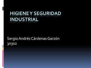 HIGIENE Y SEGURIDAD 
INDUSTRIAL 
Sergio Andrés Cárdenas Garzón 
30302 
 