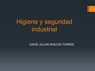Higiene y seguridad
industrial
DAVID JULIAN RINCON TORRES
 