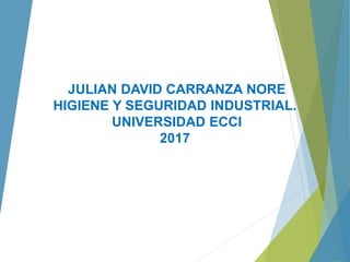 JULIAN DAVID CARRANZA NORE
HIGIENE Y SEGURIDAD INDUSTRIAL.
UNIVERSIDAD ECCI
2017
 