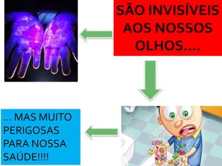 SÃO INVISÍVEIS 
AOS NOSSOS 
OLHOS.... 
... MAS MUITO 
PERIGOSAS 
PARA NOSSA 
SAÚDE!!!! 
 