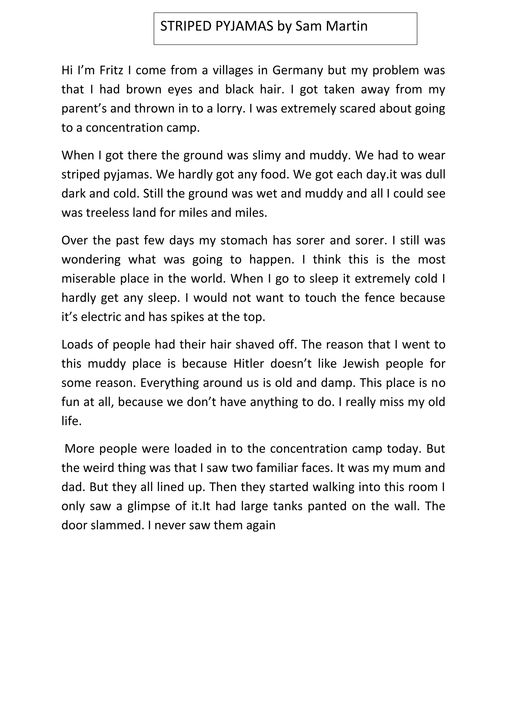 Rose Blanche writing by Sam PDF