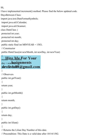 Hi,I have implemented increment() method. Please find the below up.pdf