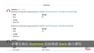 部署任務於 Redmine 派送透過 Slack 進行通知
 