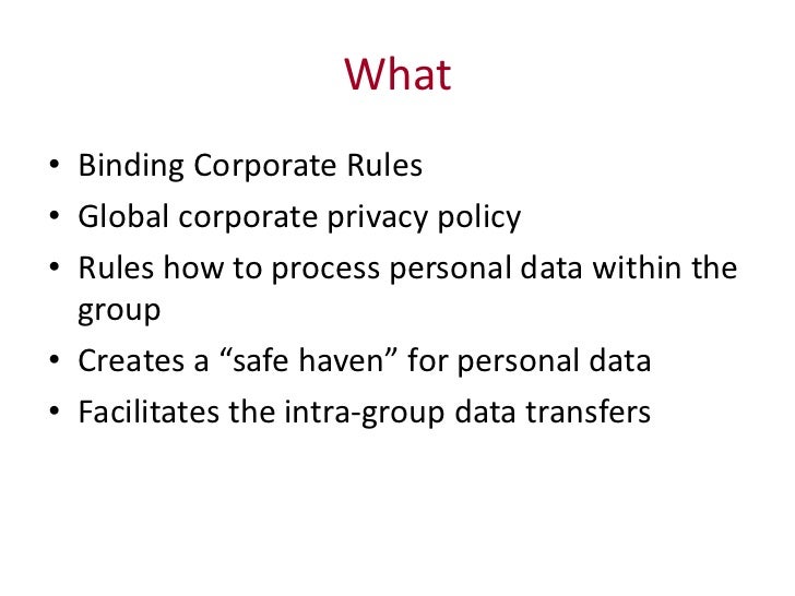 Expert Meeting on Binding Corporate Rules Presentations