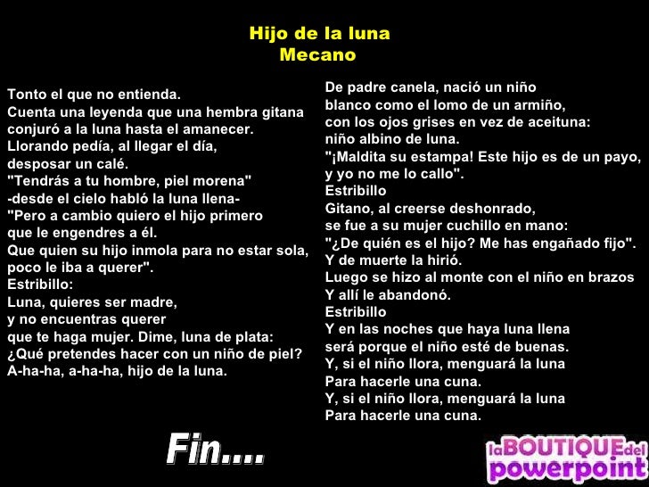 Hijo De La Luna Letra Significado es.slideshare.net