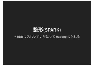 (SPARK)
RDB Hadoop
 