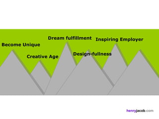Dream fulfillment Inspiring Employer
Become Unique

                         Design-fullness
        Creative Age




                                             henryjacob.com
 