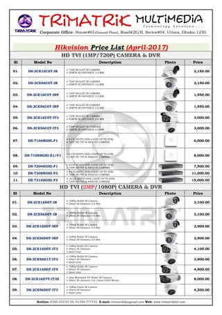 Hikvision Price List Bangladesh