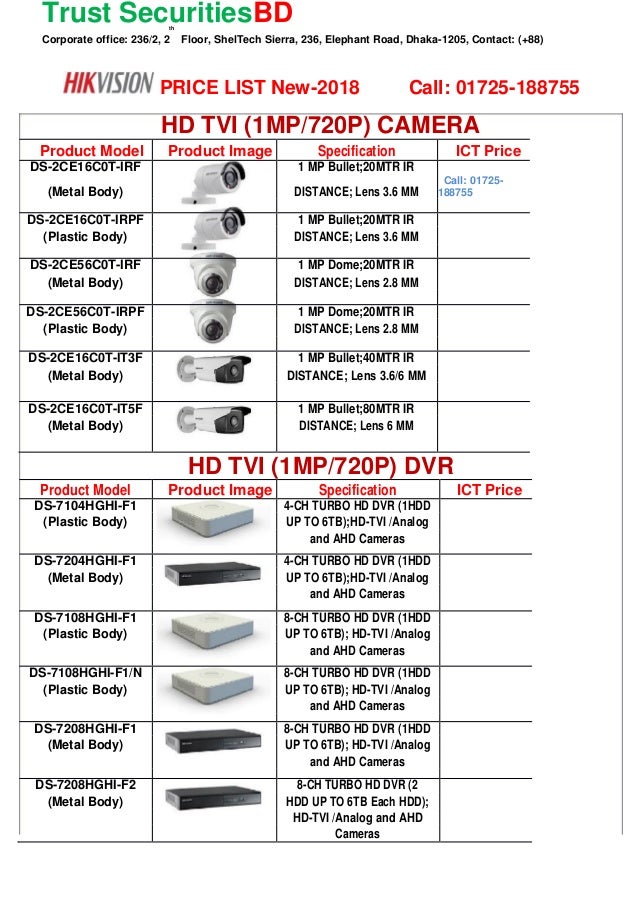 Hikvision price list in bd