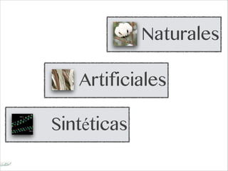 Naturales
Artificiales
Sintéticas
 