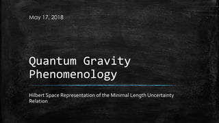 Quantum Gravity
Phenomenology
Hilbert Space Representation of the Minimal Length Uncertainty
Relation
May 17, 2018
 