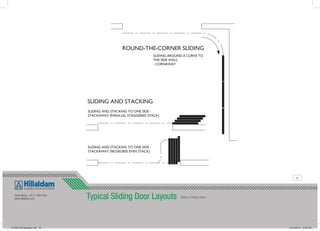 Typical Sliding Door Layouts Sliding & Folding Doors
ROUND-THE-CORNER SLIDING
SLIDING AROUND A CURVE TO
THE SIDE WALL
- CO...