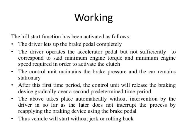Hill Assist Control Seminar