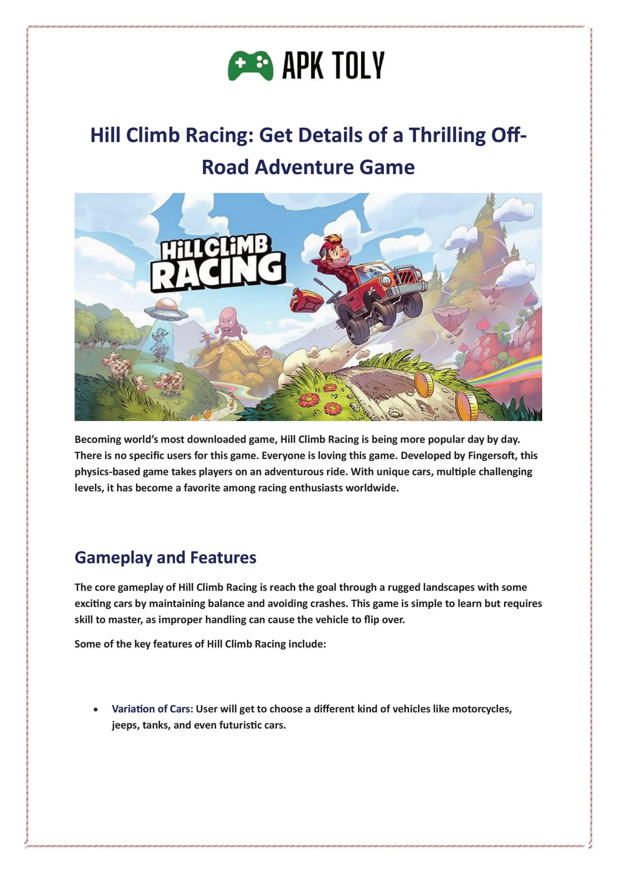 Hill Climb Racing: Get Details of a Thrilling Off-Road Adventure Game