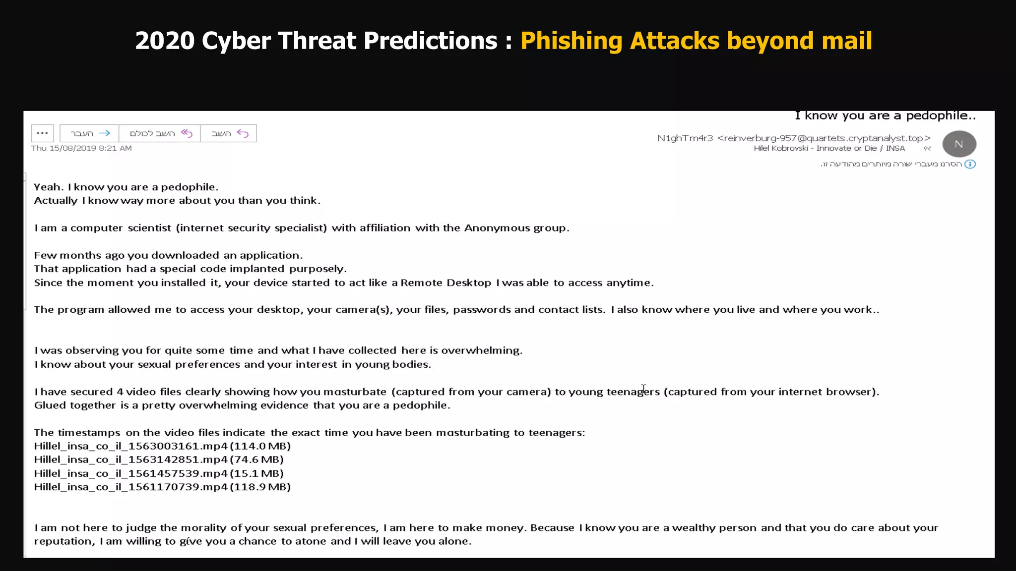 2020 Cyber Threat Predictions : Phishing Attacks beyond mail
 