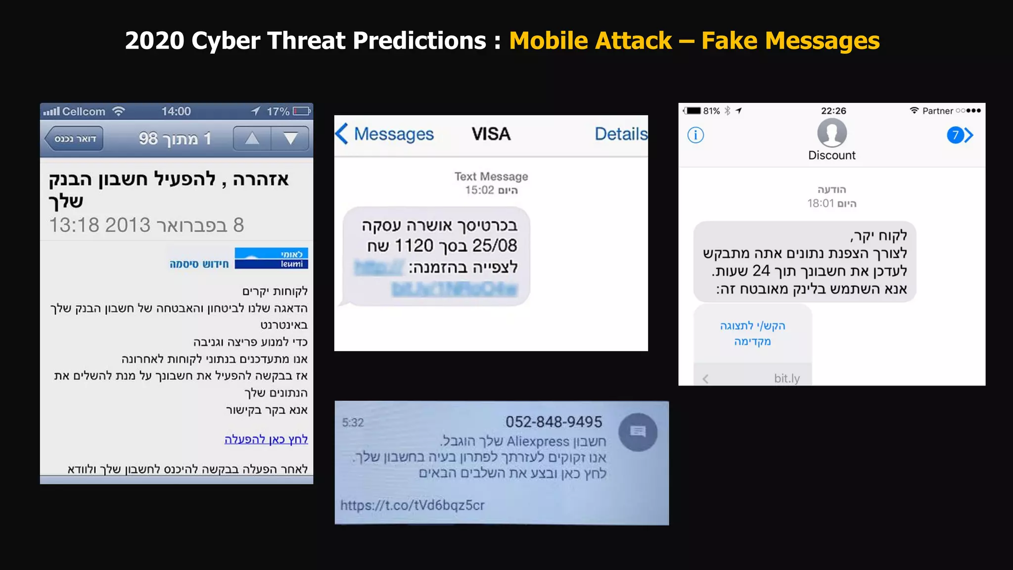 2020 Cyber Threat Predictions : Mobile Attack – Fake Messages
 