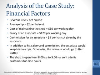 Analysis of the Case Study:
Financial Factors
• Revenue = $15 per haircut
• Average tip = $2 per haircut
• Cost of maintai...