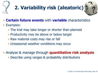 Variable Risk Management PMexpo17 - How to manage risks you didnt know you were taking - David ...