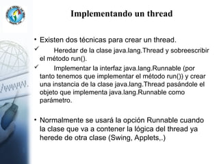 Threads en Java y su implementacion en este lenguaje de programacion | PPT