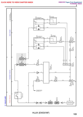 HLUX (EWD378F)
169
I
;;;;;;;;;
;;;;;;;;;
;;;;;;;;;
;;;;;;;;;
;;;;;;;;;
;;;;;;;;;
;;;;;;;;;
;;;;;;;;;
;;;;;;;;;
;;;;;;;;;
;;;;;;;;;
;;;;;
;;;;;
;;;;;
1
2
3
4
11
HILUX
(
LHD
)
S
e
a
t
H
e
a
te
r
2
100A
ALT(∗1)
80A
ALT(∗2)
1
40A
AM1
1
2
2
2
1I
1
1H
1
2
ACC
IG1
AM1
4
P
o
w
e
r
S
o
u
rc
e
H
e
a
d
lig
h
t
C
le
a
n
e
r
1H
5
20A
WIPER
20A
SEAT–HTR
1E
5
1
B
6
A
A
IA1
1
4
1
3
4
M
II
Cowl
side
panel
RH
2
3
4
5
1
A
A
A
A
A
A
B–W
W–B
W–B
W–B
W–B
W–B
W–B
W–B
W
H
4
HEADLIGHT
CLEANER
RELAY
J19
JUNCTION
CONNECTOR
J23
JUNCTION
CONNECTOR
H
3
HEADLIGHT
CLEANER
MOTOR
BATTERY
A
L–R
W
LG
W
W
W
R–W
W
R
LG
L
LG
W
I17
IGNITION
SW
H12
HEADLIGHT
CLEANER
SW
J21
JUNCTION
CONNECTOR
W
IG
Cowl
side
panel
LH
E
A
A
E
1
1
2
3
3
2
4
1
1
2
3
3
2
4
L
L
L
L
S 7
SEAT HEATER SW
(Driver' s Seat)
S 8
SEAT HEATER SW
(Front Passenger' s Seat)
S 5
SEAT HEATER
(Driver' s Seat)
S 6
SEAT HEATER
(Front Passenger' s Seat)
L–Y
L–W
L–Y
L–W
W–B
W–B
W–B W–B
W–B
J
7
JUNCTION
CONNECTOR
J
4
JUNCTION
CONNECTOR
LO
LO
HI
HI
HI
E
L
O
H
I
B
LO
LO
HI
HI
HI
E
L
O
H
I
B
To Daytime Running
Light Relay<8–3>
A
A
W–B
J14
JUNCTION
CONNECTOR
∗
2
:
45A,
55A
Type
Alternator
∗
1
:
70A
Type
Alternator
W–B
CLICK HERE TO VIEW CHAPTER INDEX Pages From Supplement
TO MODEL INDEX
EWD378F
 