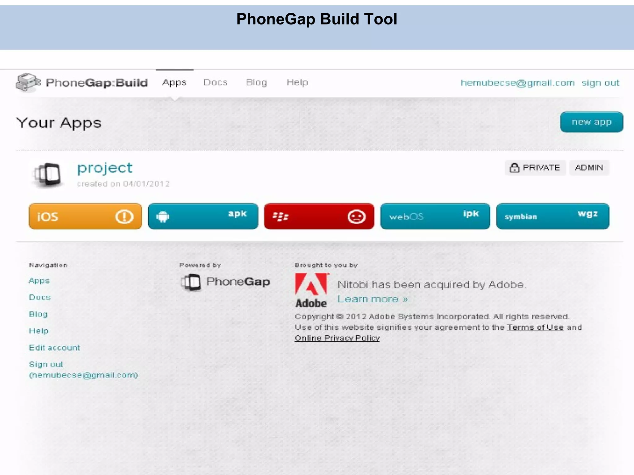 PhoneGap Build Tool 