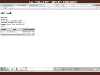 SQL RESULT WITH UPDATE PASSWORD
 