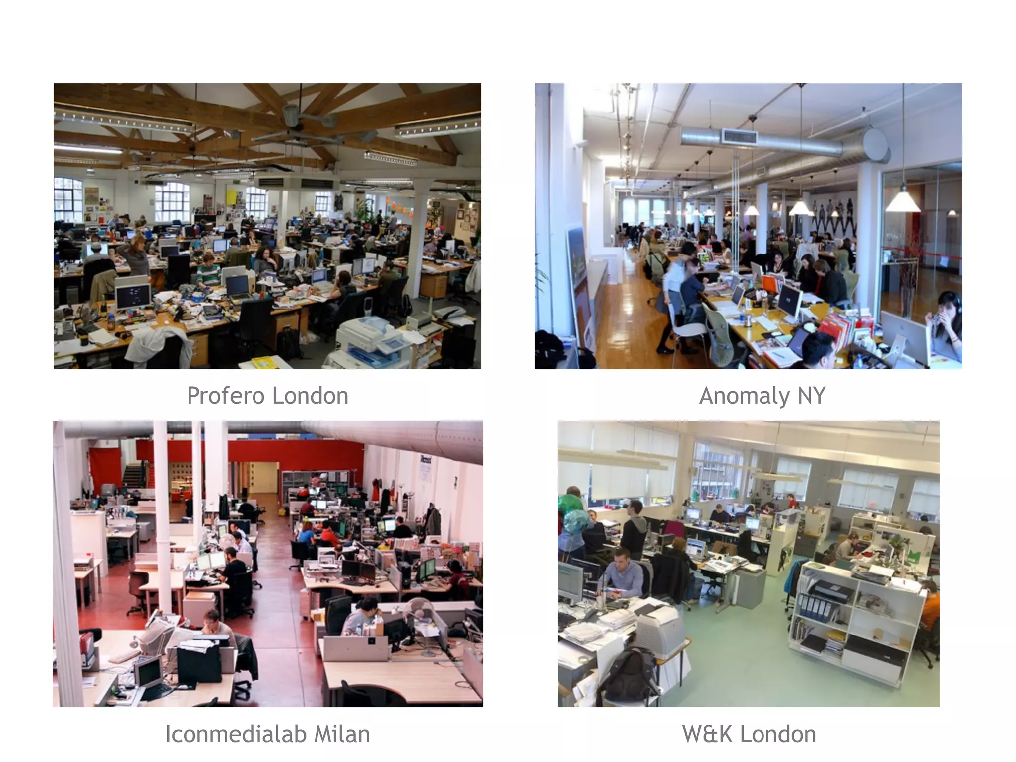 Profero London       Anomaly NY




Iconmedialab Milan   W&K London
 