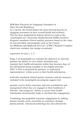 Health Consumer Representative Example HIM Best Practices for Engaging Consumers in Their Overall.docx