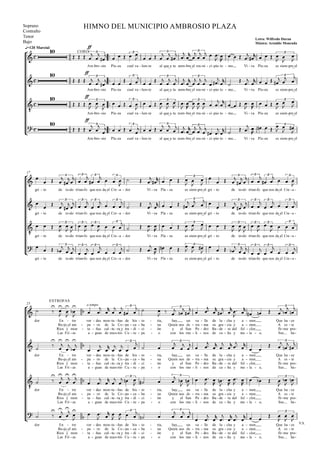 Himno del municipio ambrosio plaza   soprano, contralto, tenor, bajo