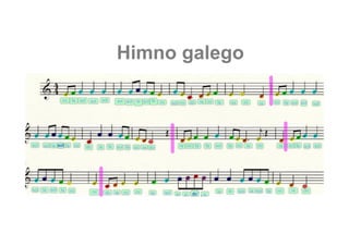 Partitura do himno galego con cores