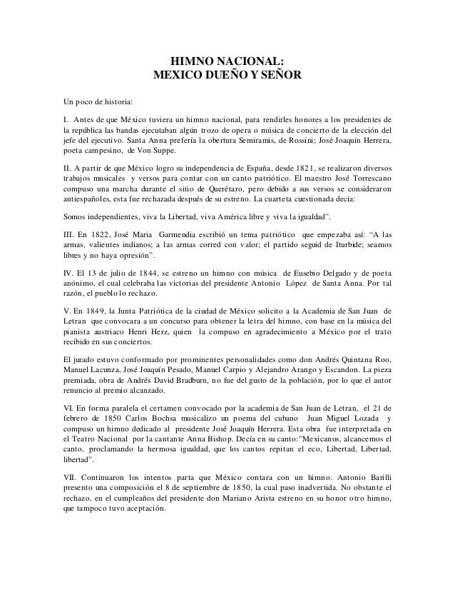 Himno Nacional Mexico Dueno Y Senor