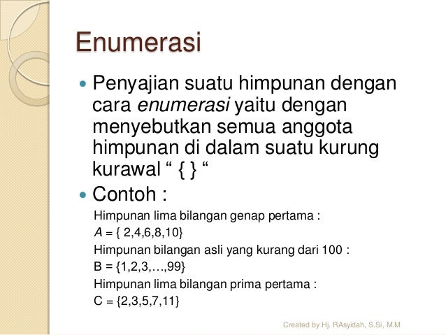 Contoh soal himpunan enumerasi