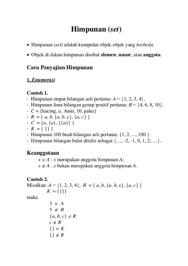 Contoh kumpulan yang merupakan himpunan