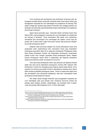 PEDOMAN PELAKSANAAN JUKNIS PENILAIAN KINERJA JABATAN FUNGSIONAL PERENCANA 167
 