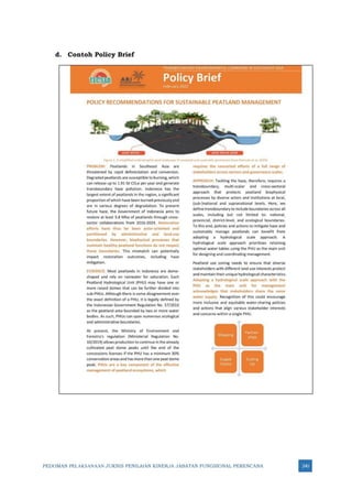 PEDOMAN PELAKSANAAN JUKNIS PENILAIAN KINERJA JABATAN FUNGSIONAL PERENCANA 240
d. Contoh Policy Brief
 