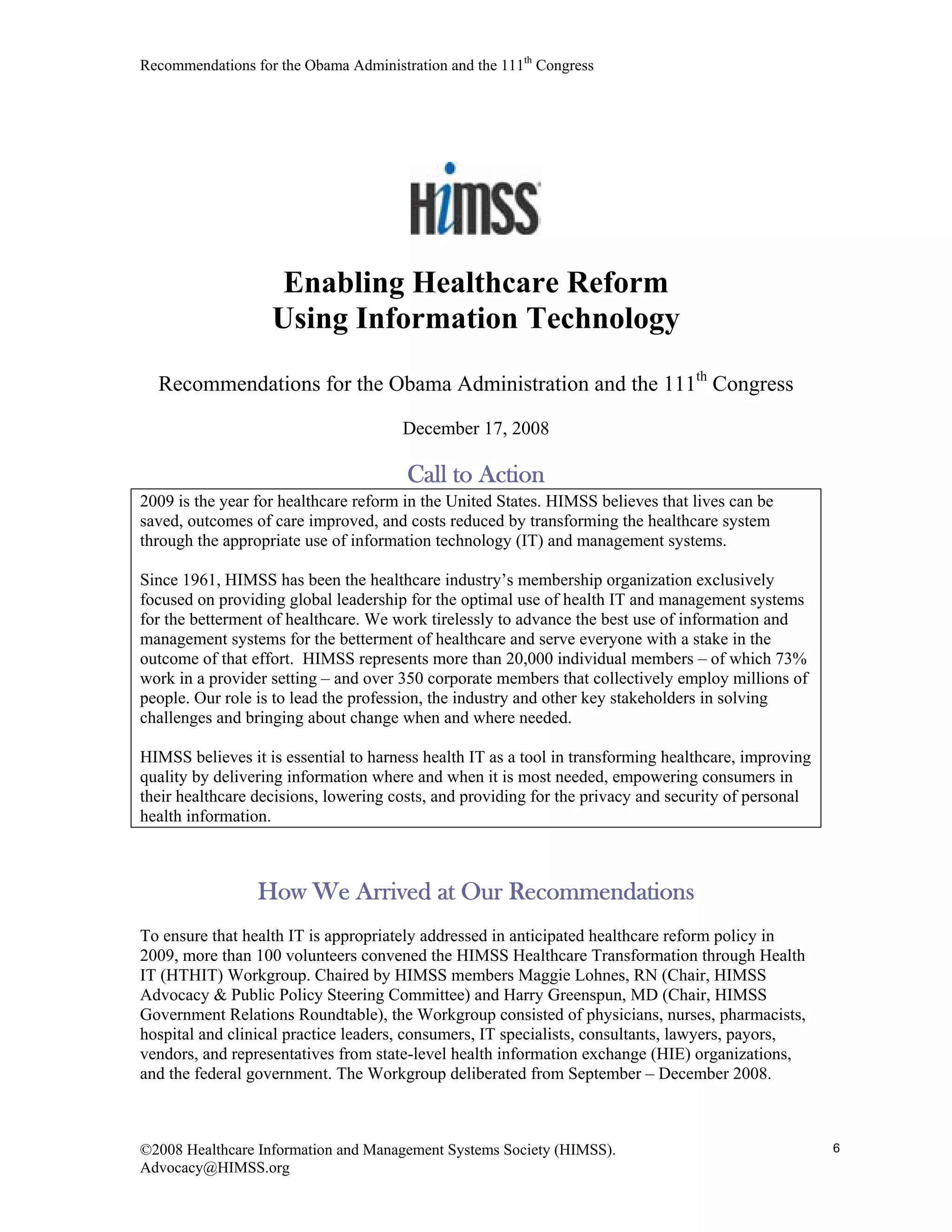 Enabling Healthcare Reform Using IT