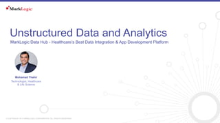 © COPYRIGHT 2017 MARKLOGIC CORPORATION. ALL RIGHTS RESERVED.
Unstructured Data and Analytics
MarkLogic Data Hub - Healthcare’s Best Data Integration & App Development Platform
Mohamad Thahir
Technologist, Healthcare
& Life Science
 
