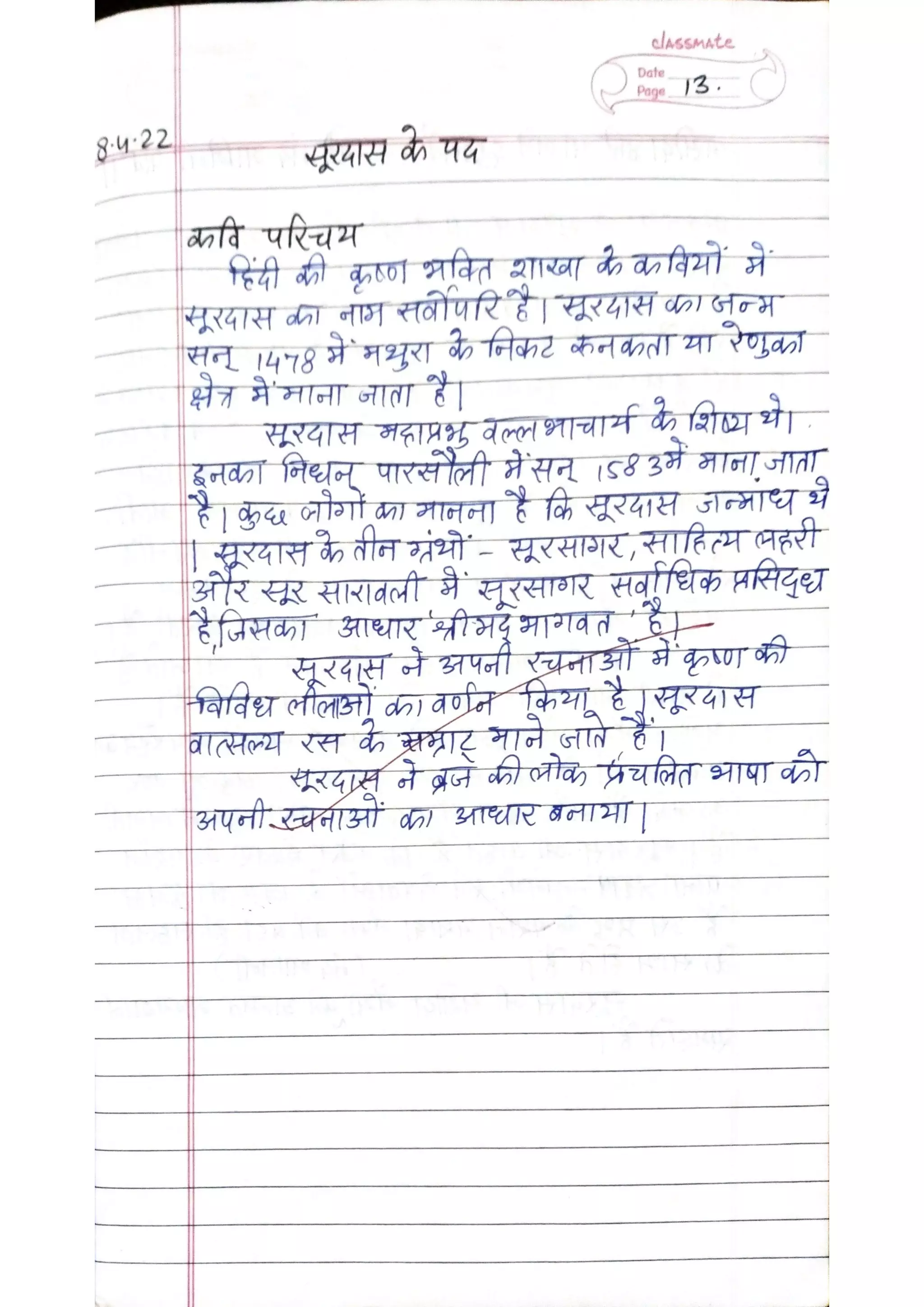 ICSE Hindi Class X Handwritten Notes