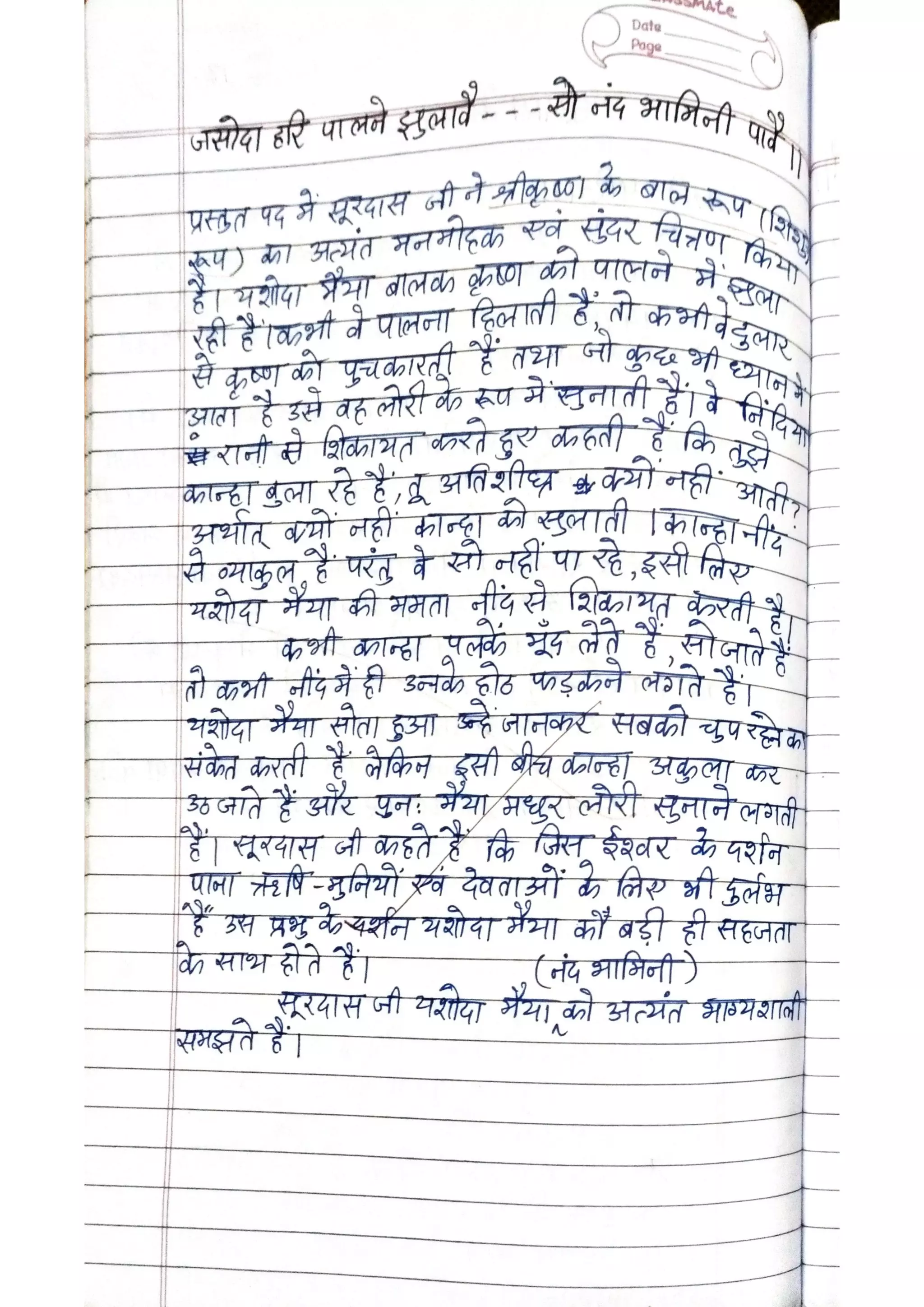 ICSE Hindi Class X Handwritten Notes