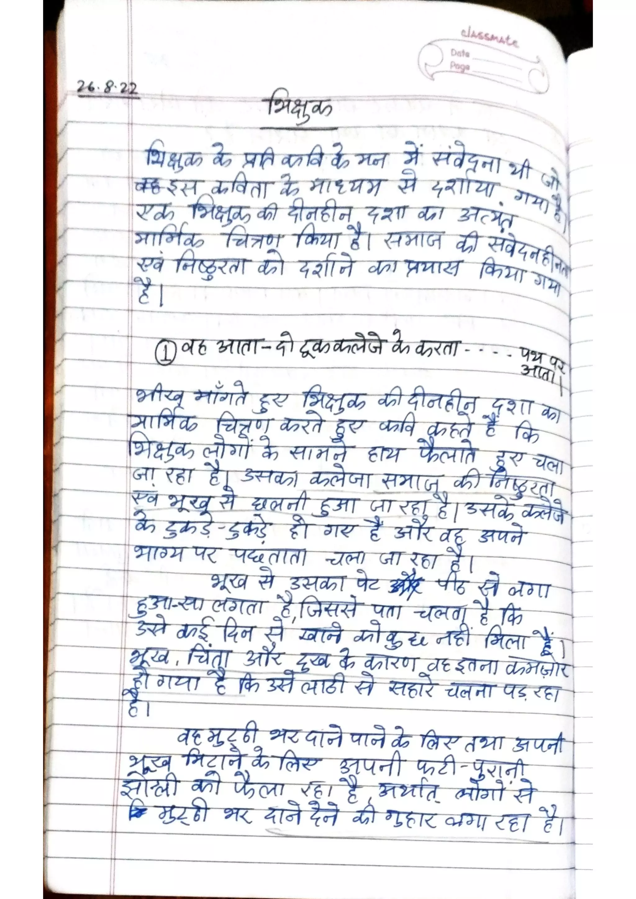 ICSE Hindi Class X Handwritten Notes