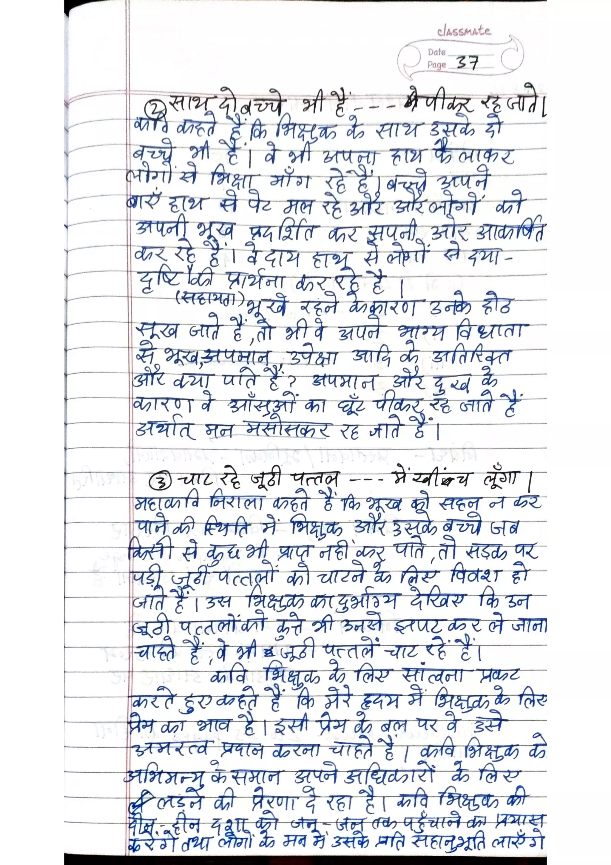 ICSE Hindi Class X Handwritten Notes