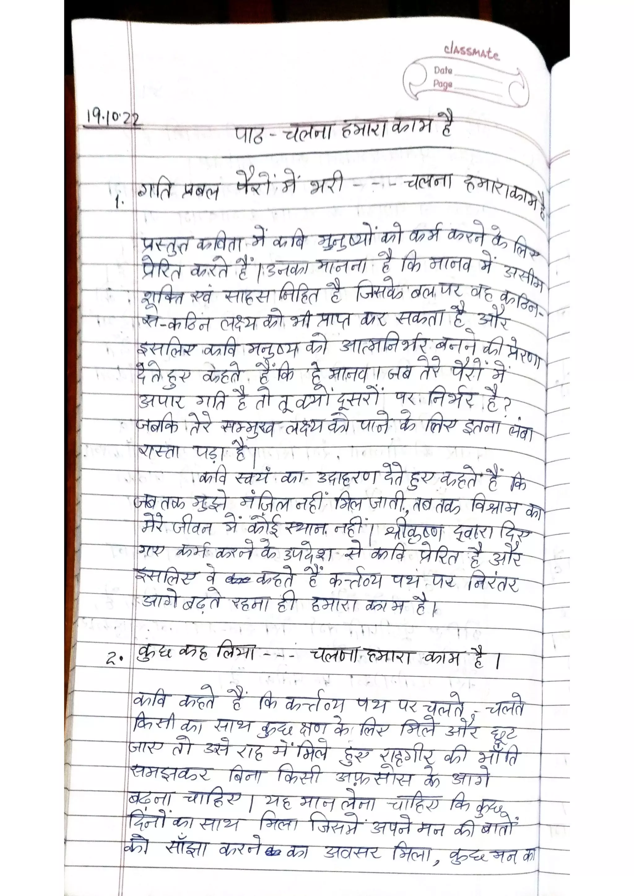 ICSE Hindi Class X Handwritten Notes