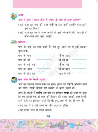 64
dfork ls
(d) dfork i<+dj crkvks fd ;g 'kjkjrh tho ?kj esa dgk¡&dgk¡ x;k
([k) fdl rjg dh phT+kksa dk lcls ”;knk uqdlku gqvk
(x) dfork esa cgqr ls uqdlku fxuk, x, gSaA rqEgkjs fglkc ls buesa
ls dkSu&lk uqdlku lcls cM+k gS D;ksa
(?k) bl dfork esa fdldh 'kSrkfu;ksa dh ckr dgh xbZ gS rqeus oSQls
vuqeku yxk;k
dHkh oqQrj tkrk gS pIiy
'kjkjrh tho us cgqr lkjh phT+kksa dks oqQrjk] fc[kjk;k vkSj dkVkA
vc rqe crkvks fd fdu&fdu phT+kksa dksµ
oqQrjk tk ldrk gS fc[kjk;k tk ldrk gS dkVk tk ldrk gS
-------------------------------- -------------------------------- --------------------------------
-------------------------------- -------------------------------- --------------------------------
-------------------------------- -------------------------------- --------------------------------
dckM+ dk fglkc
(d) dckM+h D;k&D;k lkeku [kjhnrs gaS
([k) rqEgkjs ?kj ls lkeku ys tkdj dckM+h mldk D;k djrs gSa
(x) irk djks fd iqjkuk v[kckj ;k jíh fdl Hkko ls fcdrs gaS
(?k) vxj dckM+h rqEgkjs ?kj dk dckM+ u [kjhns rks D;k gksxk
2019-20
 