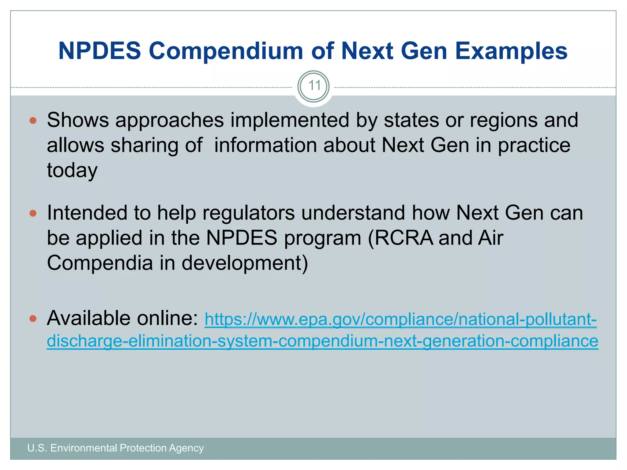 Hindin, David, US EPA, OECI, Next Generation Compliance Water and Waste ...