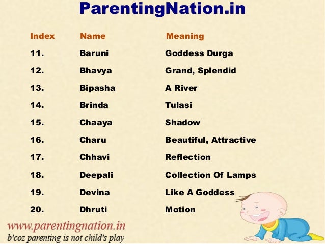 Hindu Baby Girl Names With Meanings